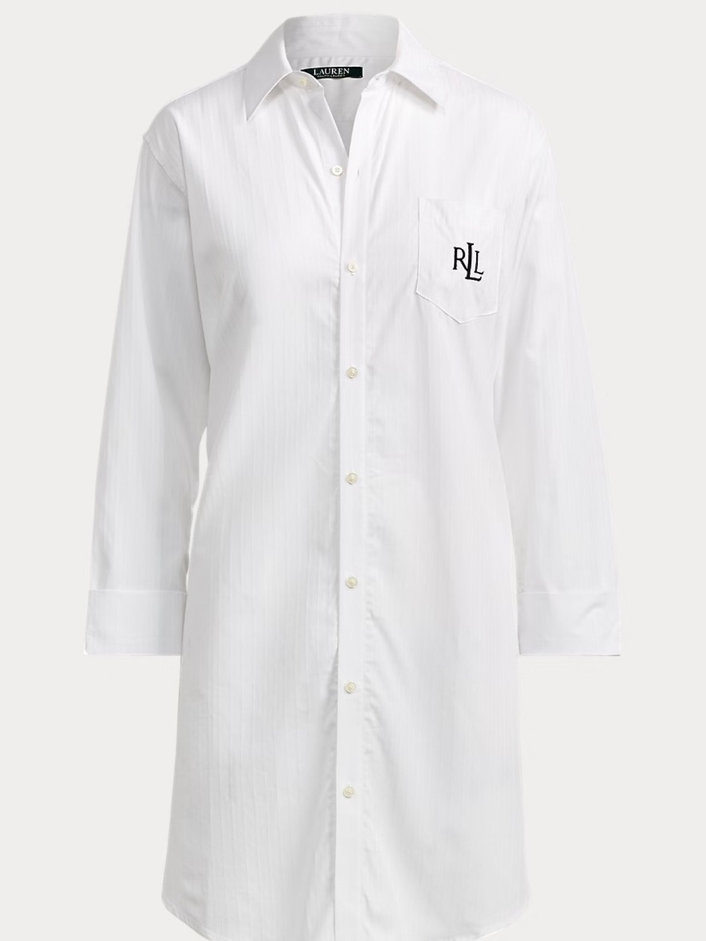 Ralph Lauren White Button-Down Cotton Dobby Pajama Shirt